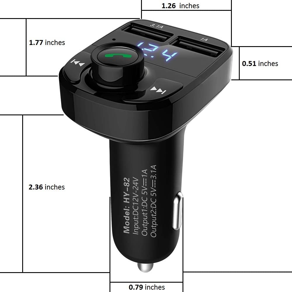 Handsfree Call Car Charger,Wireless Bluetooth FM Transmitter Radio Receiver