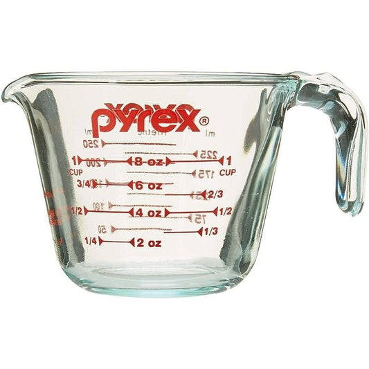 Pyrex Prepware 1-Cup Measuring Cup, Clear with Red Measurements